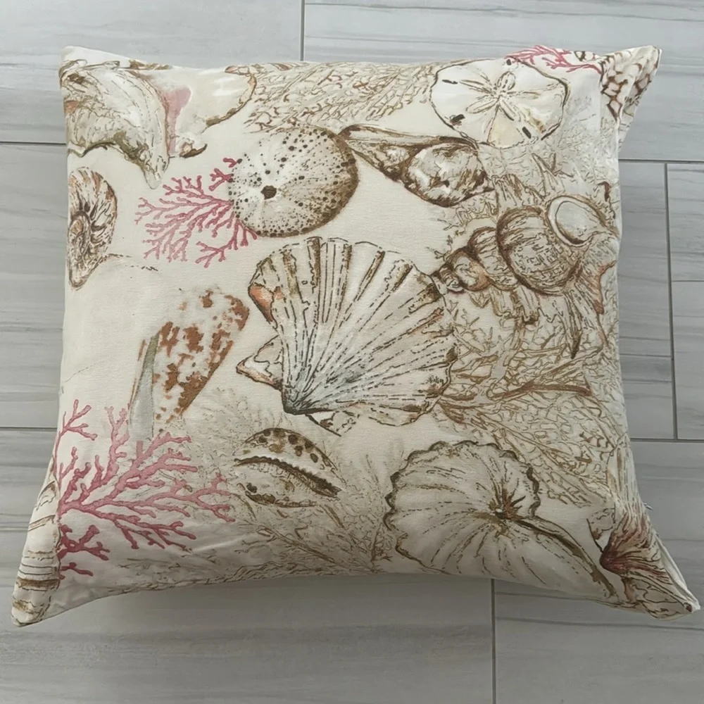 Pottery Barn Sea Shell Coastal Inspired Oversized Decorative Accent Pillow